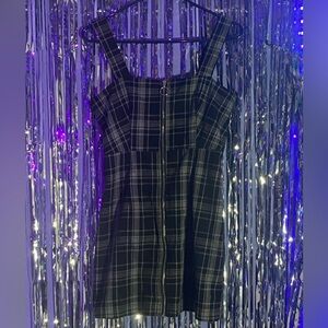 Forever 21 black plaid dress overall